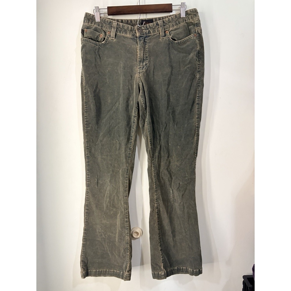Riders Low Rise Bootcut Stretch Corduroy Pants Olive Green/Gray Women's 11/12